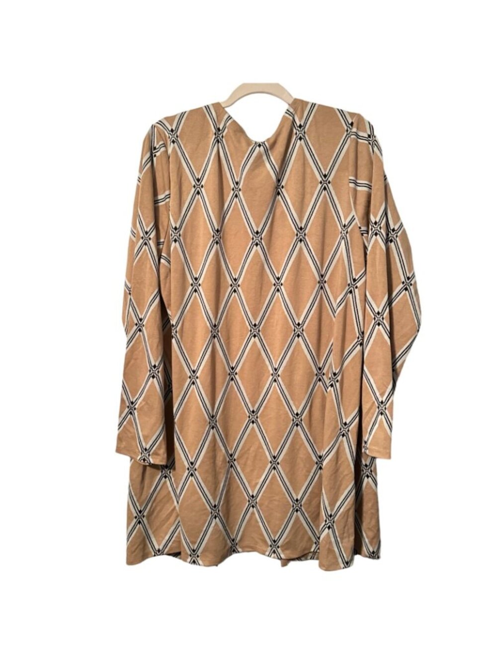 Olivia Blu Womens Long Sleeve Open Front Cardigan With Pockets 1X Beige & Black - Picture 10 of 12